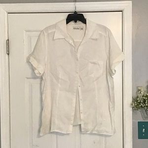 Kim Rogers White Short Sleeve Button Down